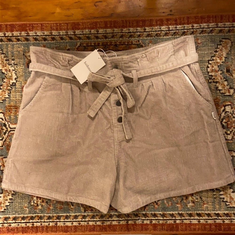 Corduroy high waisted paper bag shorts